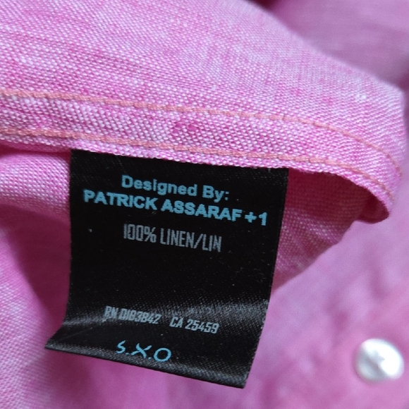 NWT Linen Patrick Assaraf Mauvey Pink Short Sleeve Shirt Harry Rosen M - Picture 9 of 12